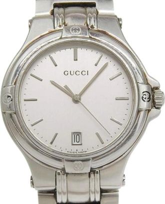 Gucci Pre-owned Roestvrij staal Kwarts Analoog - Heren - Vintage Horloges - Grijs - ONE Size - Vintage