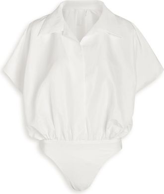 Norma Kamali Poplin Shirt Bodysuit - White - L (UK14 / L)