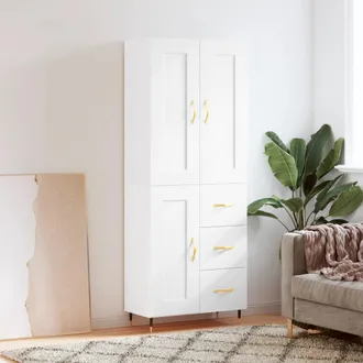 vidaXL Vidaxl - Aparador Alto Madera Contrachapada Blanco 69,5x34x180 Cm
