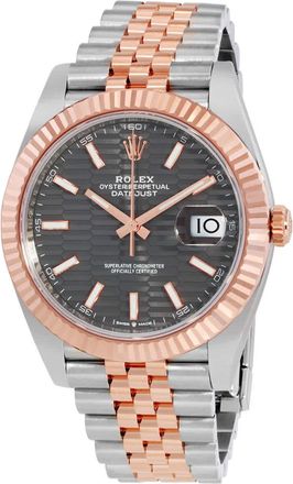 Rolex Datejust 41 Slate Fluted Motif Dial Automatic Mens Steel and 18kt Everose Gold Oyster Watch M126331-0020
