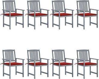 vidaXL Sillas De Jard&iacute;n Con Cojines 8 Uds Madera Maciza De Acacia Gris Vidaxl