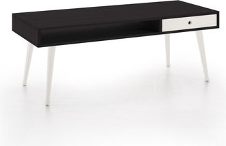 HOGAR 24 Mesa de centro de madera maciza natural, color negro y blanco