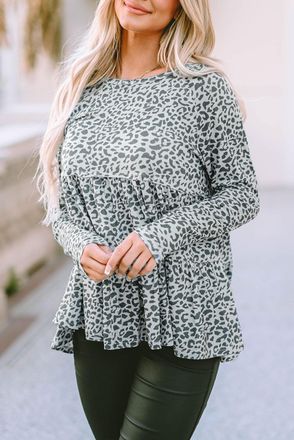 Azura Exchange Gelaagde Luipaardprint Blouse