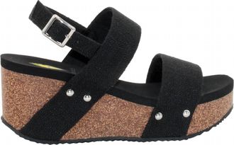 Volatile Womens Summerlove Adjustable Strap With Buckle Closure Sandal In Black Linen