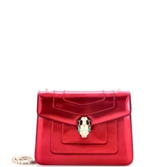 Bulgari Serpenti Forever Square Shoulder Bag Metallic Leather Small