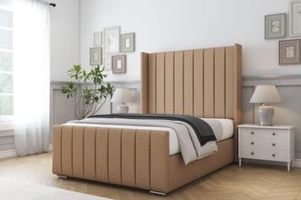 Comfort Beds Serena Dumfries Bed Frame With Mattress -50 Upholstered Wingback in Light Brown | Size: Single
