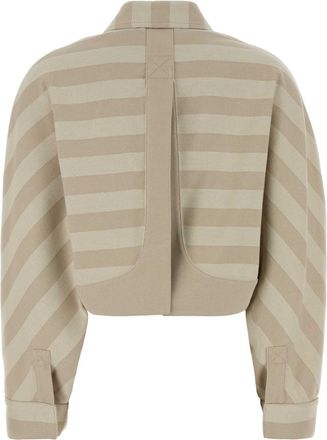 Fendi Womens Striped Cotton Jacket Beige