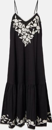 Juliet Dunn Embroidered cotton and linen midi dress