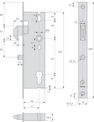 OEM Stremler-assa-abloy Serie 2565 Cerradura Monopunto De Acero Inoxidable