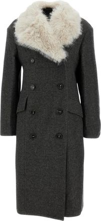 Simone Rocha Double Breasted Slash Coat - Dames - Mantel - Grijs - XS - Wol - Jassen