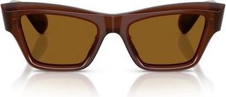 Oliver Peoples 52mm Jil Sander Edition Cat Eye Sunglasses in Brown /True Brown at Nordstrom