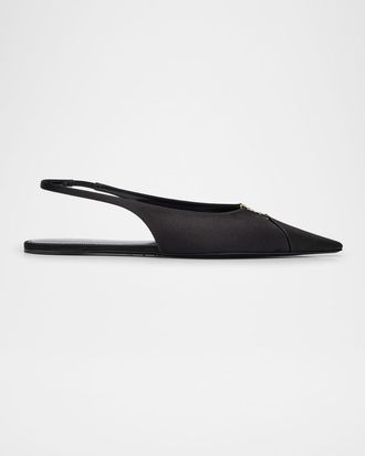 Saint Laurent Babylone Satin Slingback Ballerina Flats