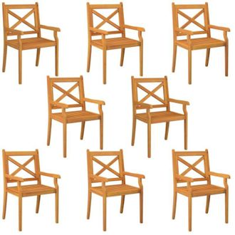 vidaXL Vidaxl - Sillas De Comedor De Jard&iacute;n 8 Uds Madera Maciza De Acacia