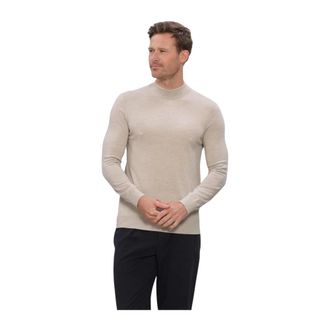 Profuomo Truien & Vesten, Heren, Beige, M, Heren Truien & Vesten Pullover Mock Neck Extrafine Merino