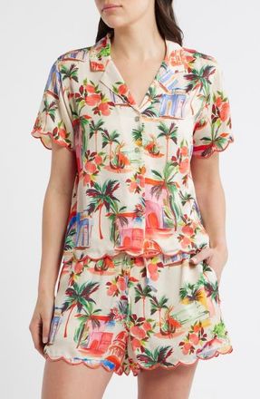 Marine Layer Paloma Short Sleeve Button-Up Shirt in Palmas Print at Nordstrom, Size X-Large
