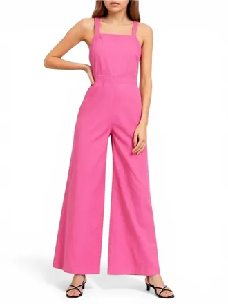 Rolla's Alice Linen Overalls In Hot Pink