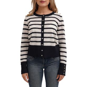 Cyrus Stripe Contrast Cardigan in Eclipse/Bone at Nordstrom Rack, Size X-Large