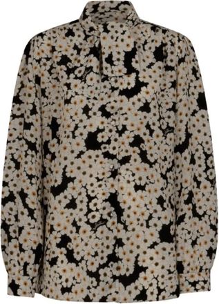Valentino Overhemden, Dames, Zwart, S, Bloemenstrik Blouse