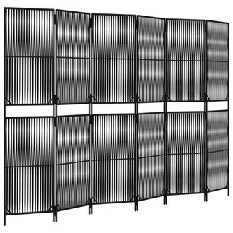 vidaXL Biombo De 6 Paneles Rat&aacute;n Sint&eacute;tico Negro Vidaxl