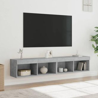 vidaXL Vidaxl - Mobili tv con Luci led 2pz Grigio Cemento 80x30x30 cm