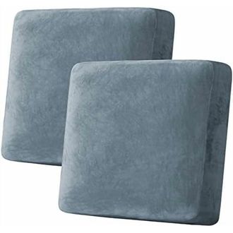 OEM Fundas El&aacute;sticas De Terciopelo Para Cojines De Sof&aacute; (paquete De 2, Azul Piedra) - Fundas Suaves Para Sof&aacute;s, Tumbonas Y Sillas - Compatibles Con Cojine