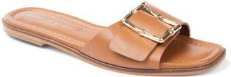 Patricia Green Berkley Bamboo Buckle Slide Sandal in Cognac Leather at Nordstrom, Size 10