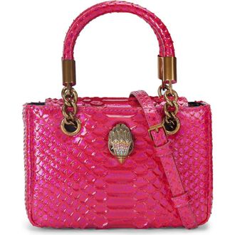 Kurt Geiger Mini Square Kensington Croc-Embossed Leather Top Handle Bag in Bright Pink at Nordstrom Rack