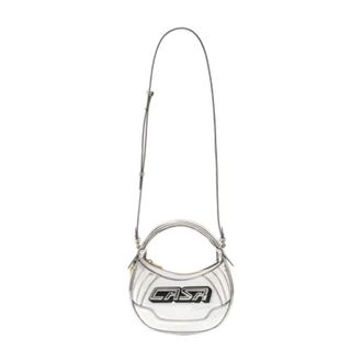 Casablanca Logo-Plaque Biker Shoulder Bag Silver