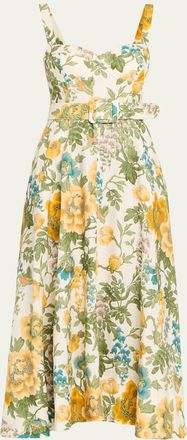 Cara Cara Calypso Floral Linen Midi Dress