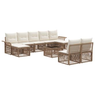 vidaXL Conjunto De Sof&aacute;s De Jard&iacute;n 10 Pcs Beige Rat&aacute;n Sint&eacute;tico Vidaxl