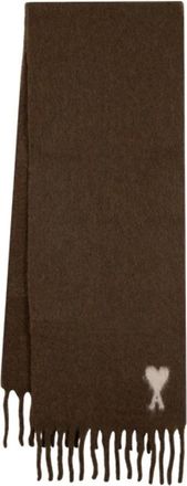Ami Grijze Wollen Gebreide V-Hals Trui - Dames - Wintersjaals - Grijs - ONE Size - Wol - Accessoires