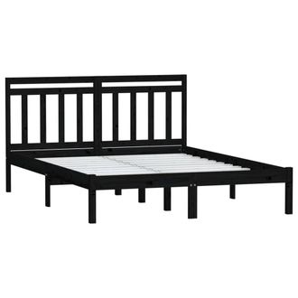 Berkfield Home Beautiful Bed Frame Black Solid Wood Pine 140x190 cm