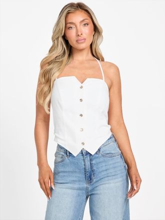 Guess Zulley Linen-Blend Halter Top