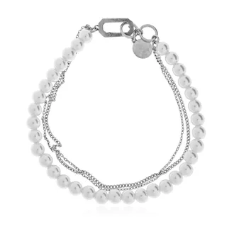 AllSaints Accessoires, Dames, Grijs, ONE Size, Glazen Parel Armband