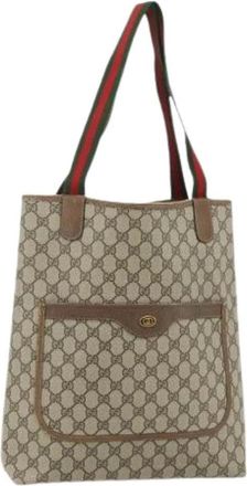 Gucci Pre-owned Tote Bags, female, Beige, Size: ONE SIZE Pre-owned Vintage GG Canvas Tote Bag