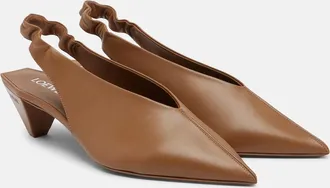 Loewe Origami leather slingback pumps