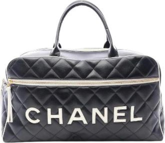 Chanel Pre-owned Matelasse Leather Boston Bag - Dames - Vintage Weekendtas - Zwart - ONE Size - Leer - Vintage