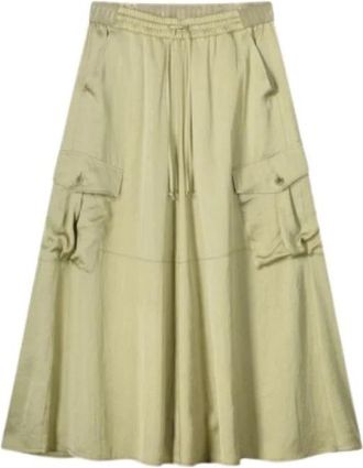 Summum Zijdezachte Lange Rok met Zakken - Dames - Maxi Rokken - Groen - XS - Rokken