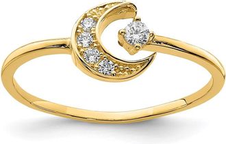 Diamond2Deal 14k Yellow Gold Cubic Zirconia Moon Ring