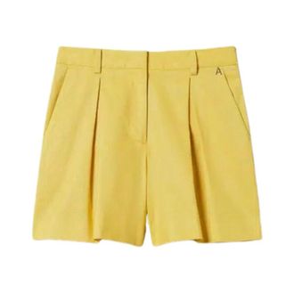 Twinset Short Shorts, female, Yellow, Size: XS Linen Blend Bermuda Shorts with Lurex
