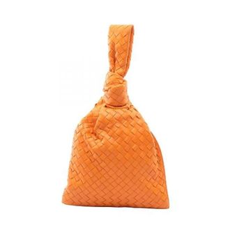 Bottega Veneta Pre-owned Clutches, female, Orange, Size: ONE SIZE Pre-owned BV Twist Intrecciato Leather Handbag