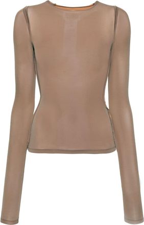 Maison Margiela exposed-seam round-neck top - women - Polyamide/Elastane/Polyamide/Elastane - L - Neutrals