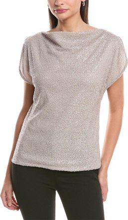 Anne Klein Split Shoulder Drape Sequin Blouse