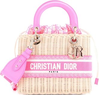 Dior Lady Dior Bag Wicker and Oblique Canvas Medium tote bag - Beige