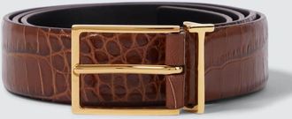 Tom Ford T Loop croc-effect leather belt