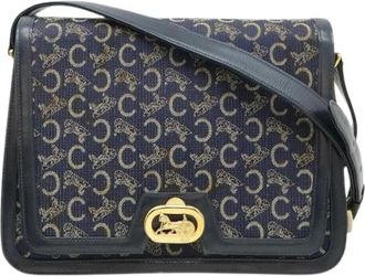 Celine Pre-owned C Macadam Horse Carriage Canvas Leather Shoulder Bag - Dames - Vintage Schoudertas - Blauw - ONE Size - Leer - Vintage