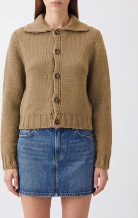 Maison Margiela Wool-Blend Cardigan with Ribbed Collar