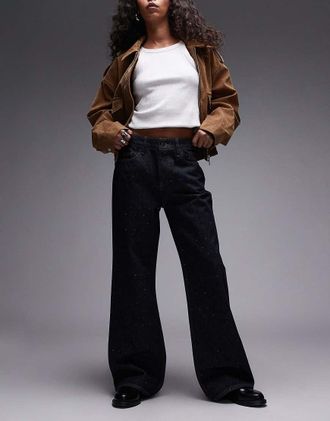 AllSaints Ember - Jeans a zampa color indaco glitterato-Blu