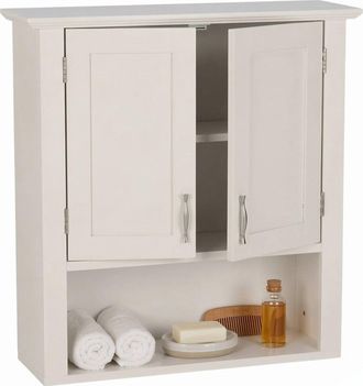 Relaxdays Armario Colgante Relaxdays, 3 Estantes, 62 X 58 X 20 Cm, Doble Puerta, Estilo Campestre, Blanco