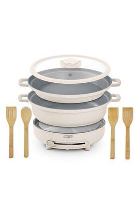 Dash Stacks 8-Piece Ceramic Cookware Set with Electric Burner in Cream at Nordstrom Rack